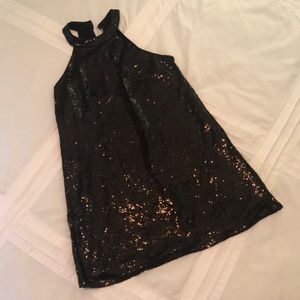 5 for $20 ✨ WORN ONCE Black Sequin Around the Neck Mini Dress